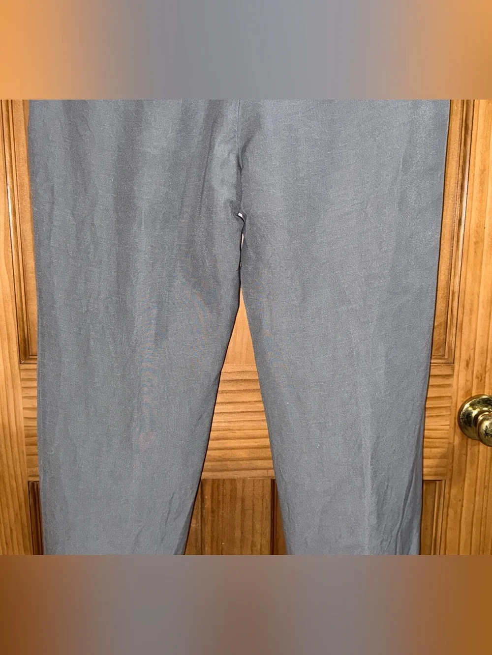 Men's Light Gray Linen Blend Casual Trousers - Classic Straight Fit-36x30-EC